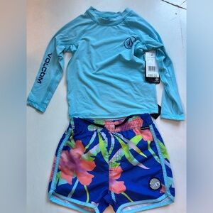 Volcom Kids Swim Rashguard Set - Light Blue and Multicolor